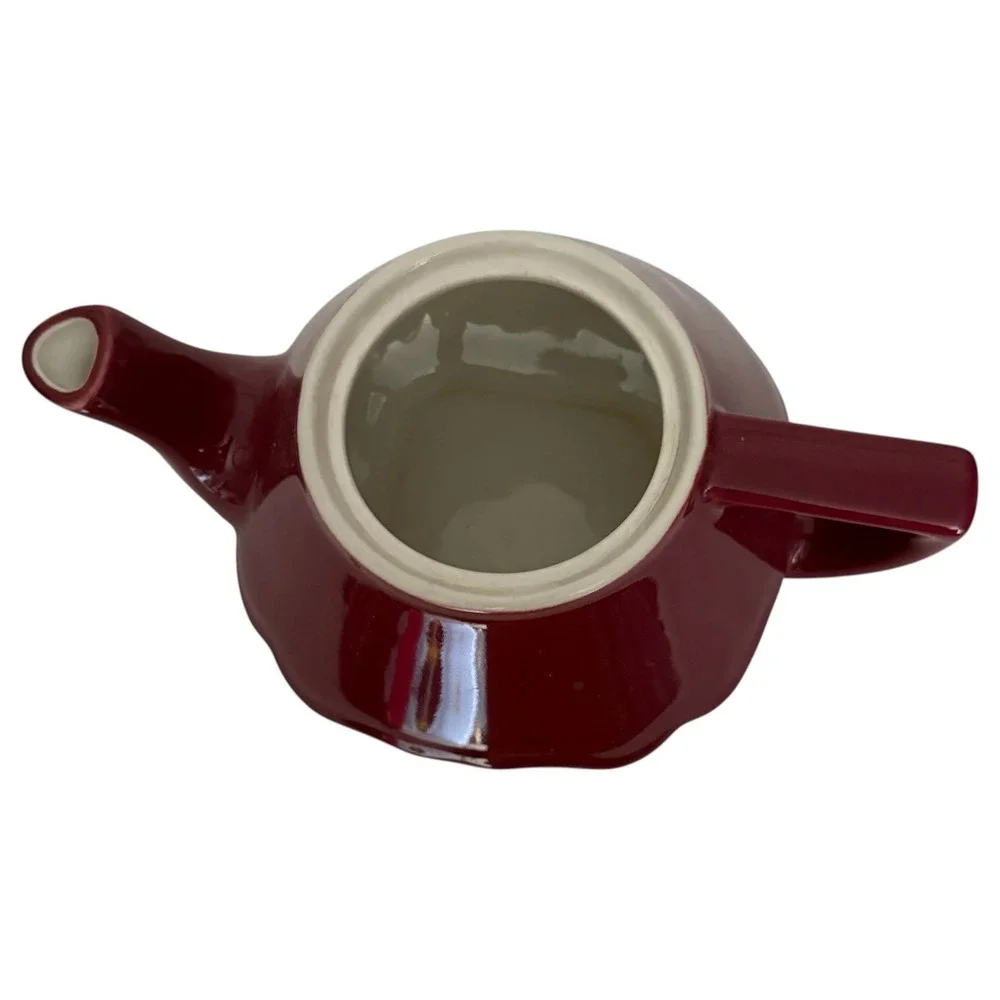 Vintage Hall Baltimore Teapot Ceramic Burgundy Maroon Red Art Deco Made in USA